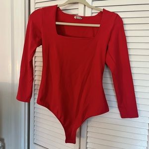 Free People Intimately Square Neck Red Bodysuit. Size Medium.